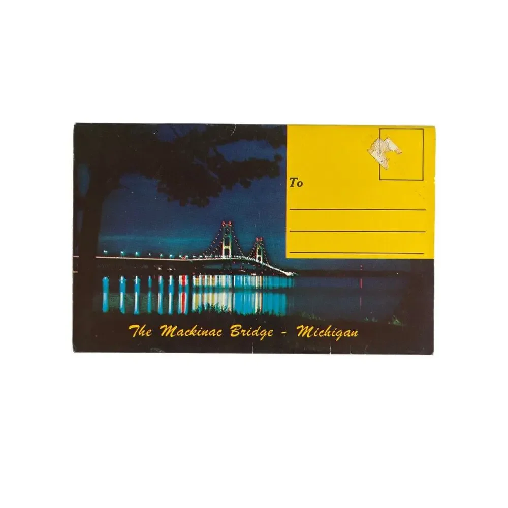 Vintage 1981 Accordion Postcards Mackinac Bridge Michigan 6 Double Sided Cards